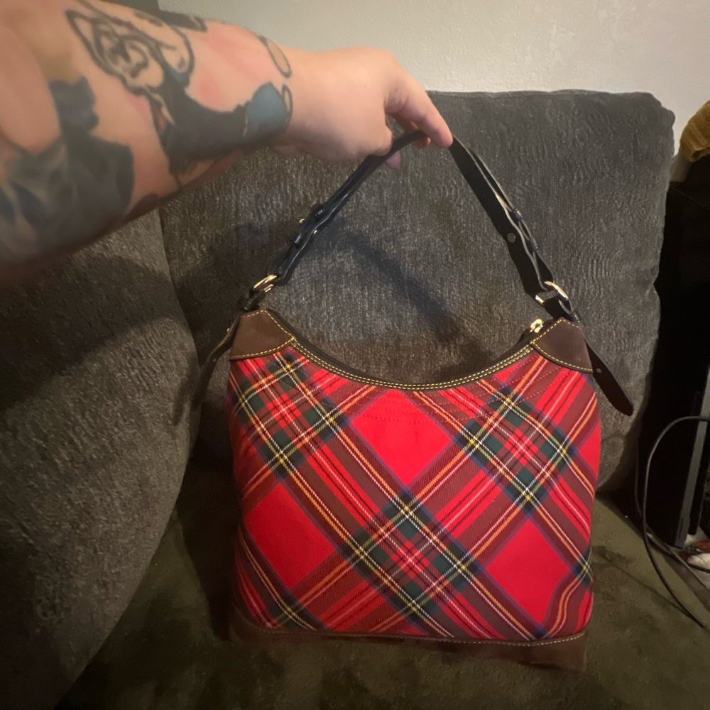 Dooney & Bourke Plaid Red and Brown Women's Bag - Picture 2 of 7